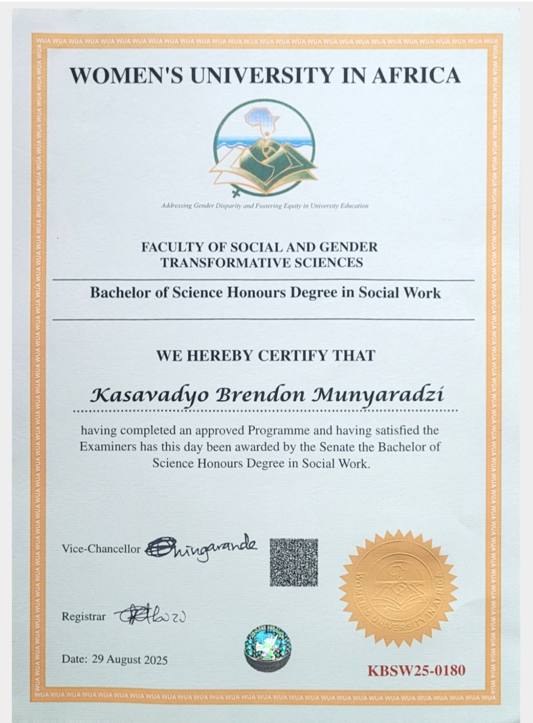 Honors Degree in Social Work — Women's University in Africa